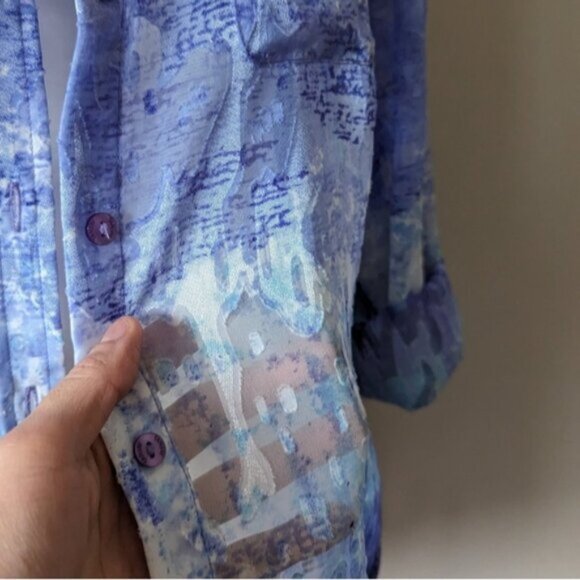 Allison Daley semi sheer ombre neon multicoloured button down blouse - Picture 6 of 6